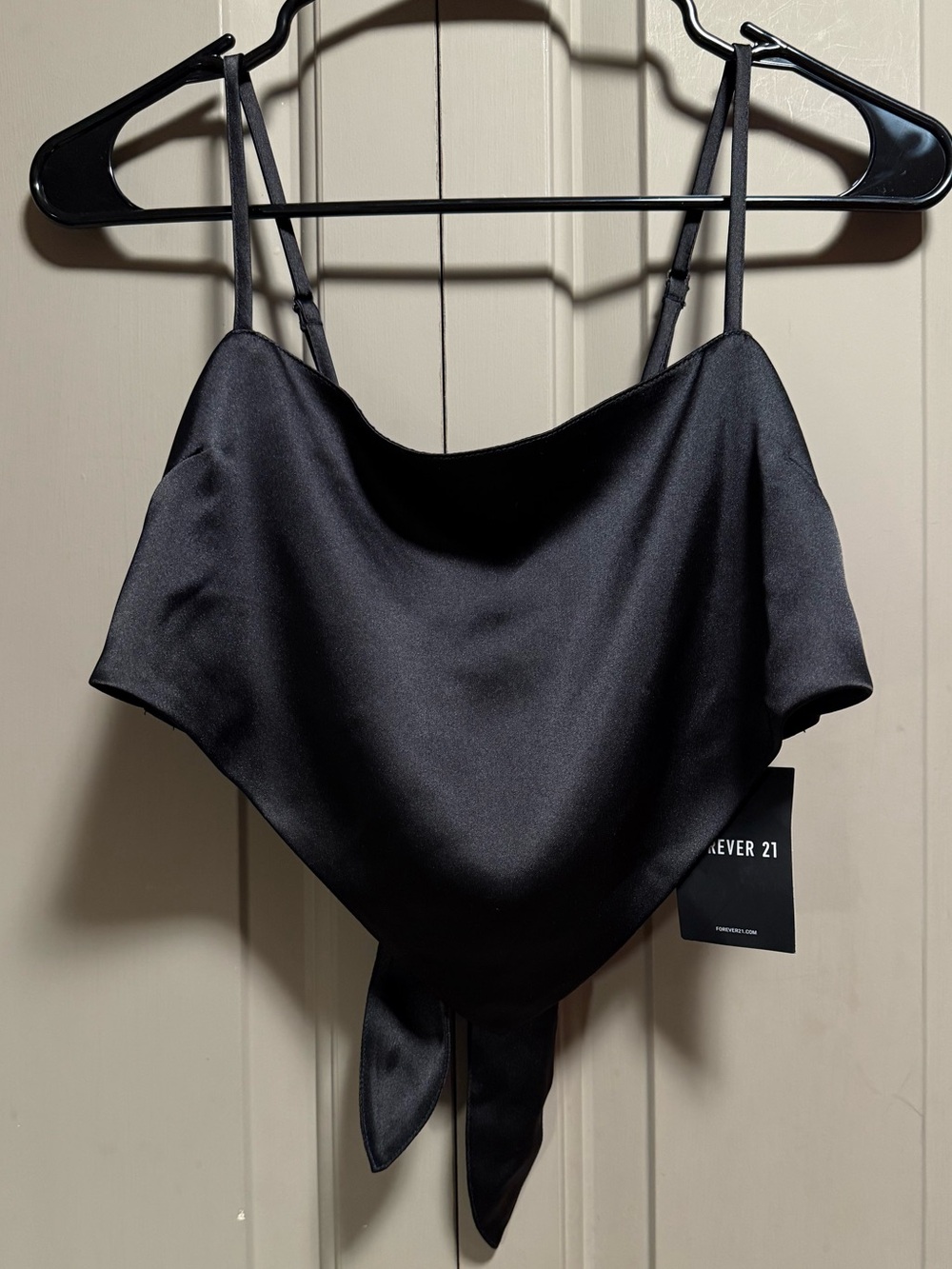 Forever 21 Black Satin Scarf-Front Cami